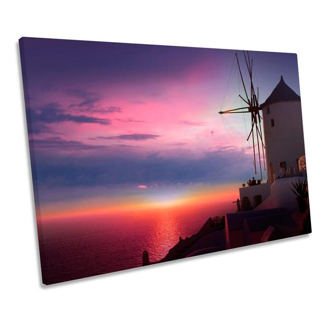 Windmill Santorini Greece Picture Canvas Wall Art Print August Grove Size: 61cm H x 91.4cm W x 4cm D on Productcaster.