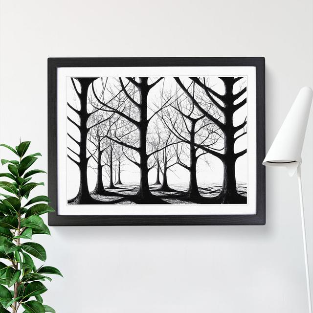 Alert Tree Forest - Single Picture Frame Painting Marlow Home Co. Size: 46cm H x 64cm W x 2cm D, Frame Colour: Black on Productcaster.