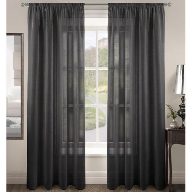 Kapellen Polyester Standard Rod Pocket Curtain Panel 17 Stories Curtain Colour: Black, Panel Size: 59cm Width x 48cm Drop on Productcaster.