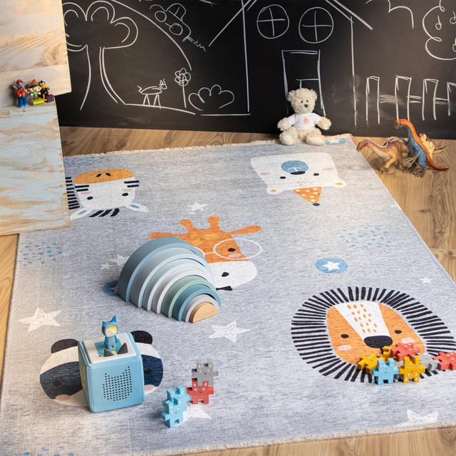 Greenlaw Machine Woven Grey/Orange/White Rug Zoomie Kids on Productcaster.