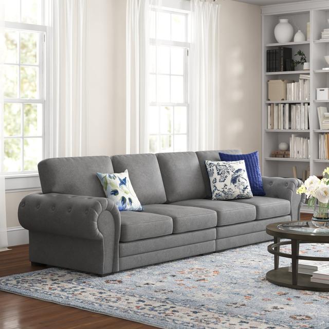 Elkland 4 Seater Upholstered Sofa Three Posts Upholstery Colour: Graphite on Productcaster.