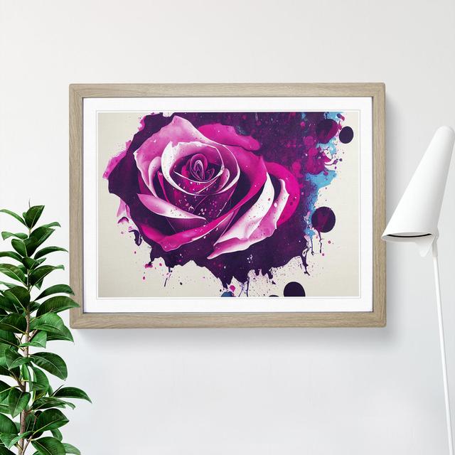 Rose Flower Splash Vol.3 Abstract - Picture Frame Painting 17 Stories Size: 46cm H x 64cm W x 2cm D, Frame Colour: Oak on Productcaster.