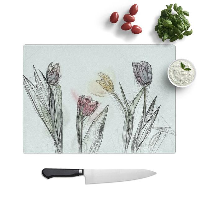 Tempered Glass Tulip Flowers Chopping Board East Urban Home Size: 39 cm W x 28.5 cm L on Productcaster.