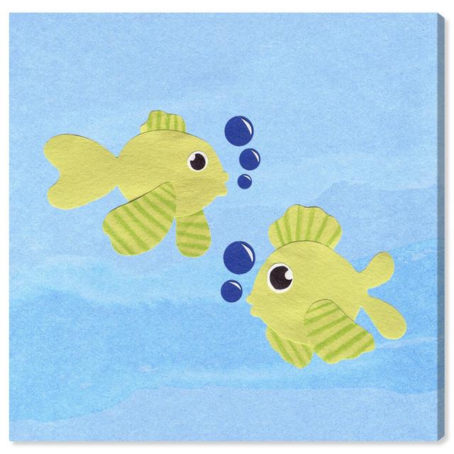 'Fishies' Graphic Art on Canvas East Urban Home Size: 30.5 cm H x 30.5 cm W x 3.8 cm D on Productcaster.