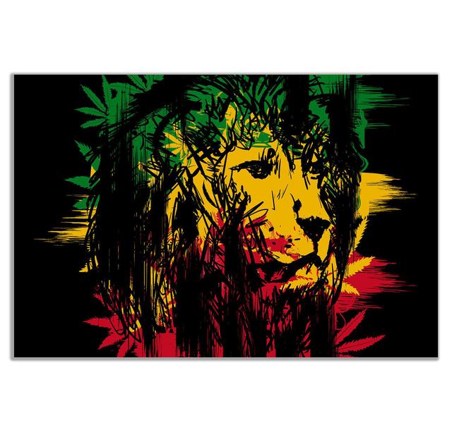 Rasta Lion Jamaican Dreadlocks Canvas Wall Art Picture Print Panther Print Size: 51cm H x 76cm W on Productcaster.