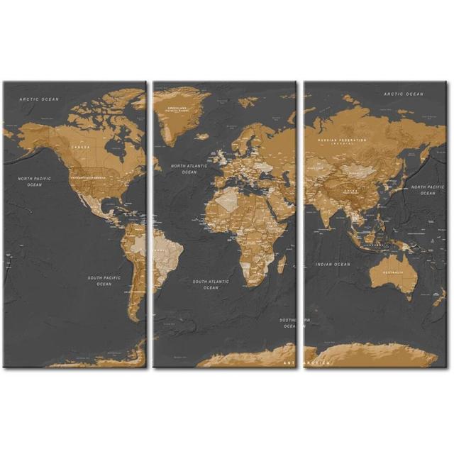 Leinwandbild World Map: Modern Aesthetics East Urban Home Größe: 60 cm H x 90 cm B on Productcaster.