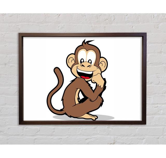 Sitting Monkey Smiling White - Print Bright Star Size: 59.7cm H x 84.1cm W x 3.3cm D on Productcaster.