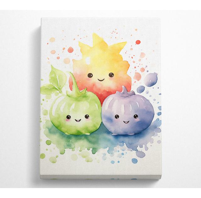 Watercolour Veggie Fruits Canvas Art Print Happy Larry Size: 142.2cm H x 101.6cm W x 10cm D on Productcaster.