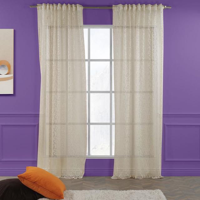 Gardinen-Set mit Schlaufenspitze, transparent (Set of 2) Lilijan Home & Curtain Panel-Größe: 280 cm B x 200 cm T, Farbe: Beige on Productcaster.