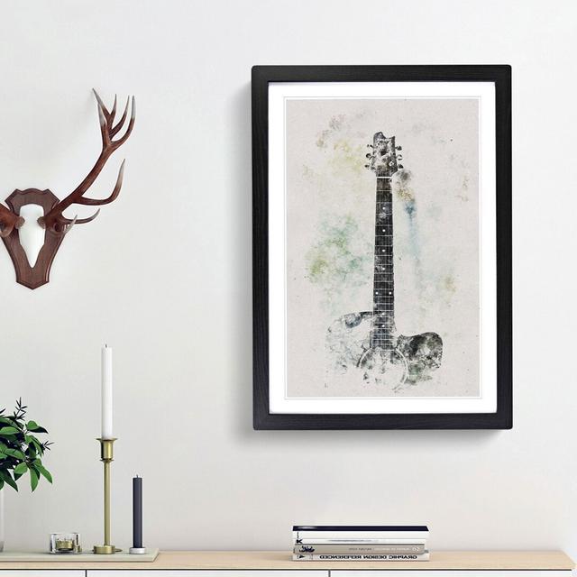 Acoustic Guitar Watercolour - Picture Frame Graphic Art East Urban Home Size: 87cm H x 62cm W x 2cm D, Frame Option: Black Framed on Productcaster.