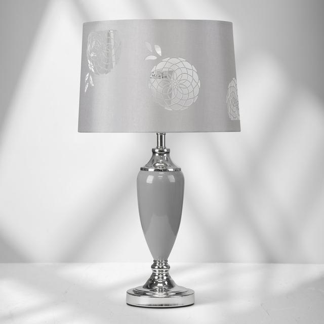 LACY BLOOM Lamp Rosdorf Park Shade Colour: Grey, Base Colour: Grey/Chrome on Productcaster.