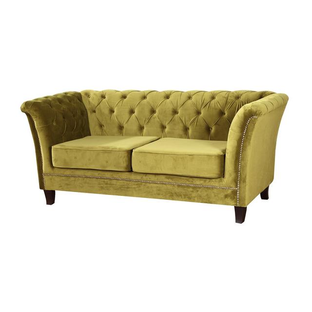 Siena 2 Seater Chesterfield Sofa Bed Rosdorf Park Upholstery Colour: Yellow on Productcaster.