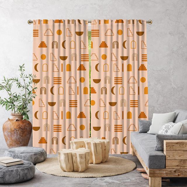 Iota Semi Sheer Curtains (Set of 2) Ebern Designs Colour: Salmon, Panel Size: 140 x 275cm on Productcaster.