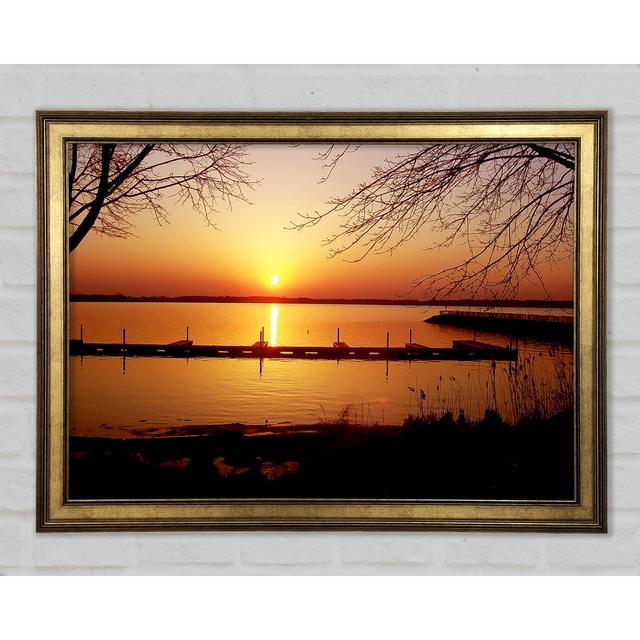 Tranquil Lake Sunrise Framed Print Highland Dunes Size: 84.1cm H x 118.9cm W x 1.5cm D on Productcaster.