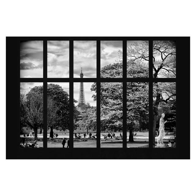 Window on Eiffel Tower Park Paris 1.9m x 2.88m Textured Matte Peel & Stick Wall Mural East Urban Home on Productcaster.