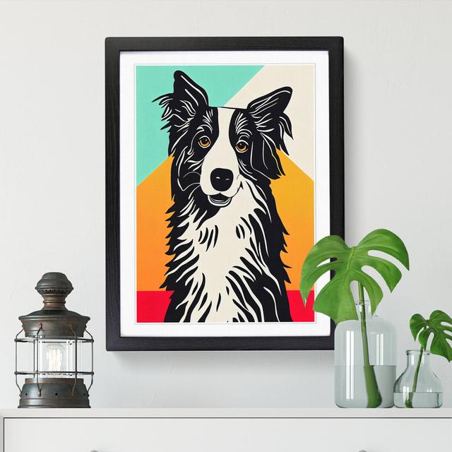 Border Collie Pop - Single Picture Frame Graphic Art Marlow Home Co. Format: Black Framed, Size: 64cm H x 46cm W on Productcaster.