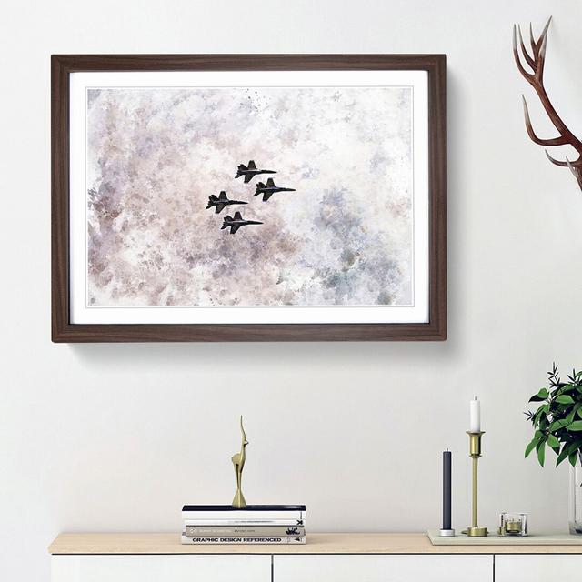 Colourful Jets in Flight in Abstract - Picture Frame Graphic Art Print East Urban Home Size: 62cm H x 87cm W x 2cm D, Frame Option: Walnut Framed on Productcaster.