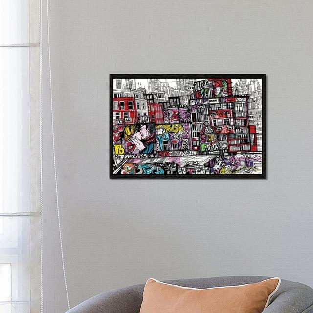 New York, Urban Graffiti Happy Larry Format: Black Framed, Size: 45.72cm H x 66.04cm W x 3.81cm D on Productcaster.