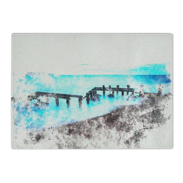 Keyhaven Beach in Hampshire Watercolour Chopping Board East Urban Home Size: 0.4cm H x 28.5cm W x 39cm L on Productcaster.