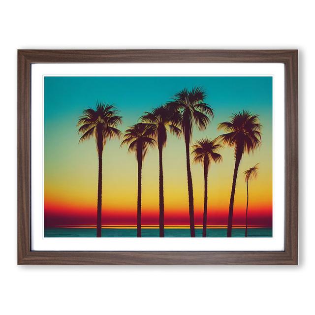 Beautiful Palm Tree Sunset - Picture Frame Graphic Art 17 Stories Size: 34cm H x 46cm W x 2cm D, Frame Colour: Brown Framed on Productcaster.