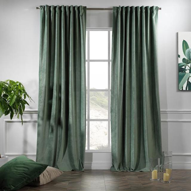 Extra langer und extra breiter Vorhang aus mattem Samt Lilijan Home & Curtain Vorhanggröße: 140 x 325 cm, Farbe: Xanadu on Productcaster.