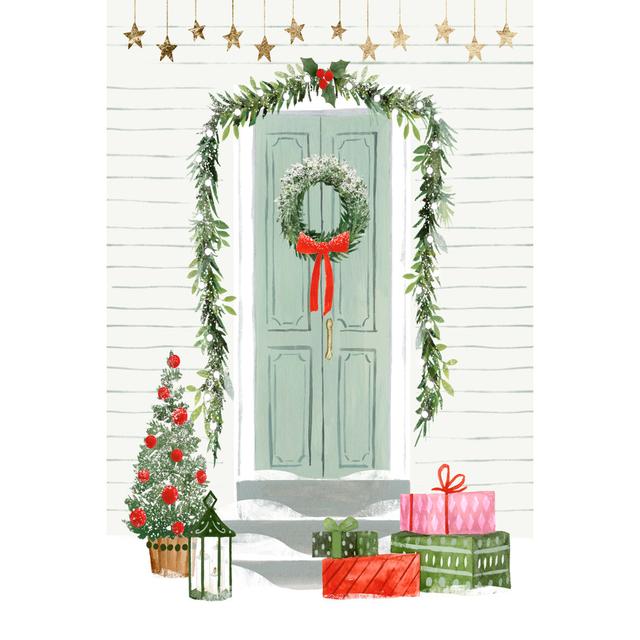 Festive Front Door I by Victoria Barnes - Wrapped Canvas Print The Seasonal Aisle Size: 30.48cm H x 20.32cm W x 3.8cm D on Productcaster.