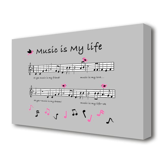 Music is My Life - Wrapped Canvas Typography Print East Urban Home Size: 35.6 cm H x 50.8 cm W on Productcaster.