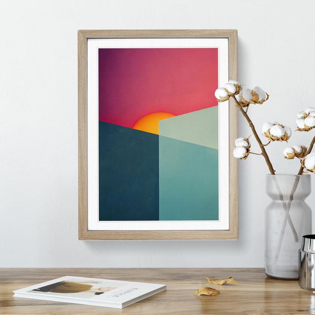 Brilliant Abstract Sunset - Single Picture Frame Print Metro Lane Frame Colour: Oak, Size: 34cm H x 25cm W x 2cm D on Productcaster.