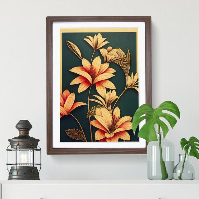 Classical Flower No.4 - Single Picture Frame Print Marlow Home Co. Size: 64cm H x 46cm W x 2cm D, Frame Colour: Walnut on Productcaster.