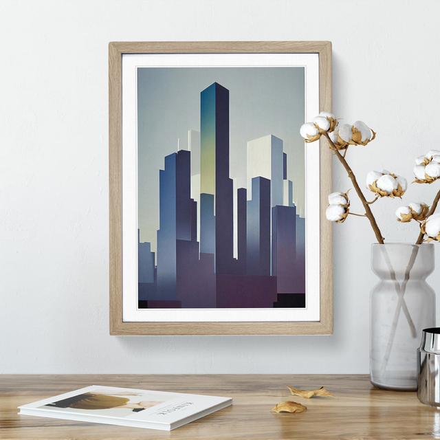 Serene City Skyline No.3 - Picture Frame Graphic Art Latitude Run Size: 64cm H x 46cm W x 2cm D, Frame Colour: Oak Framed on Productcaster.