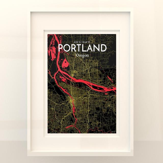 Portland City Map in Contrast - Unframed Graphic Art Borough Wharf Size: 24cm H x 18cm W x 0.05cm D on Productcaster.