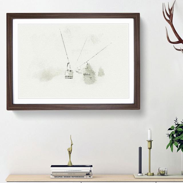 Ski Lift in Morillon France in Abstract - Picture Frame Graphic Art Print East Urban Home Size: 48cm H x 65cm W x 2cm D, Frame Option: Walnut Framed on Productcaster.