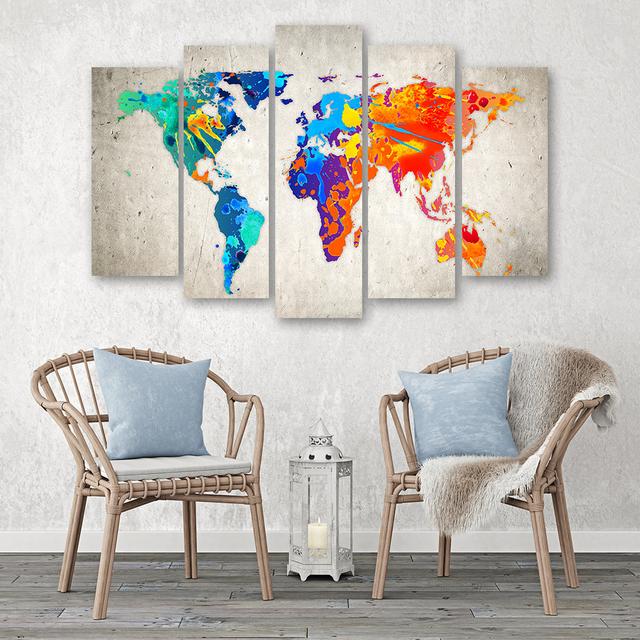 Leinwandbild Coloured World Map Williston Forge Größe: 100 cm H x 150 cm B on Productcaster.