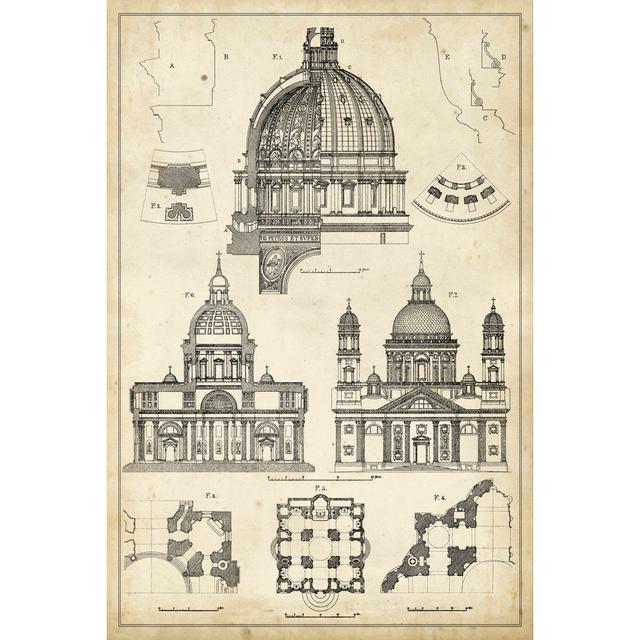 Vintage Architects Plan II by Vision Studio - Wrapped Canvas Art Prints Williston Forge Size: 30cm H x 20cm W x 3.8cm D on Productcaster.