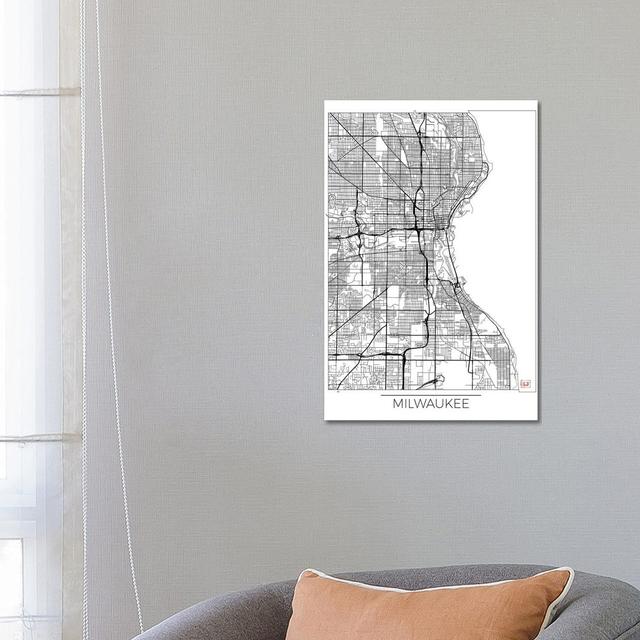 Milwaukee Minimal Urban Blueprint Map by Hubert Roguski - Wrapped Canvas Print Borough Wharf Size: 66.04cm H x 45.72cm W x 3.81cm D on Productcaster.