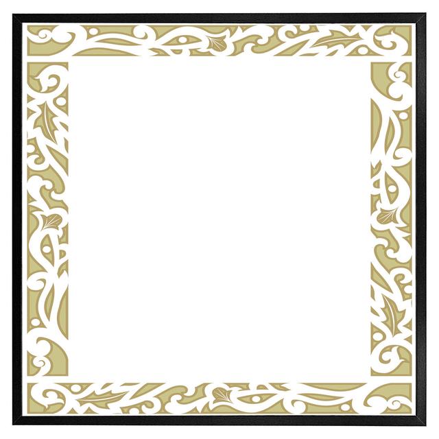 Ipava Egyptian Hieroglyphs Golden Border - Single Picture Frame Print ClassicLiving Size: 31cm H x 31cm W x 4cm D, Frame Colour: Black Framed on Productcaster.