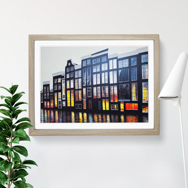 Amsterdam Architecture - Picture Frame Graphic Art 17 Stories Size: 25cm H x 34cm W x 2cm D, Frame Colour: Oak Framed on Productcaster.