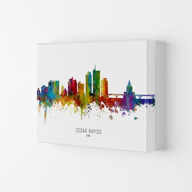 Cedar Rapids Iowa Skyline by Michael Tompsett - Graphic Art Latitude Run Format: Wrapped Canvas, Size: 29.7cm H x 42cm W x 4cm D on Productcaster.