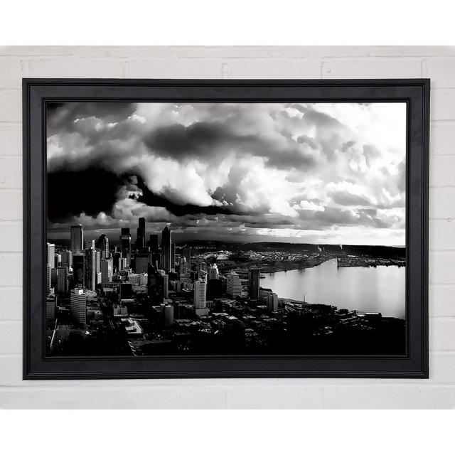 Storm Over City B N W - Single Picture Frame Art Prints Ebern Designs Size: 29.7cm H x 42cm W x 1.5cm D on Productcaster.