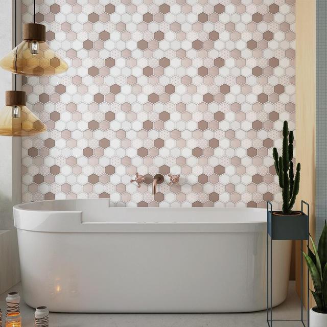 15.4cm W x 30.5cm L Vinyl Peel and Stick Mosaic Tile (Set of 12) Ebern Designs Colour: Brown on Productcaster.