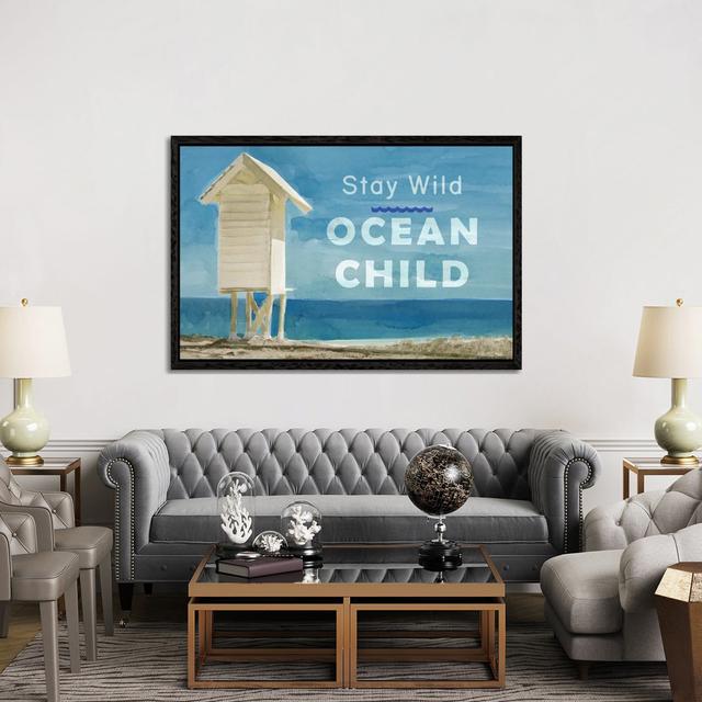 Ocean Child by Stellar Design Studio - Graphic Art on Canvas Highland Dunes Format: Black Floater Frame, Size: 101.6cm H x 152.4cm W x 3.81cm D on Productcaster.