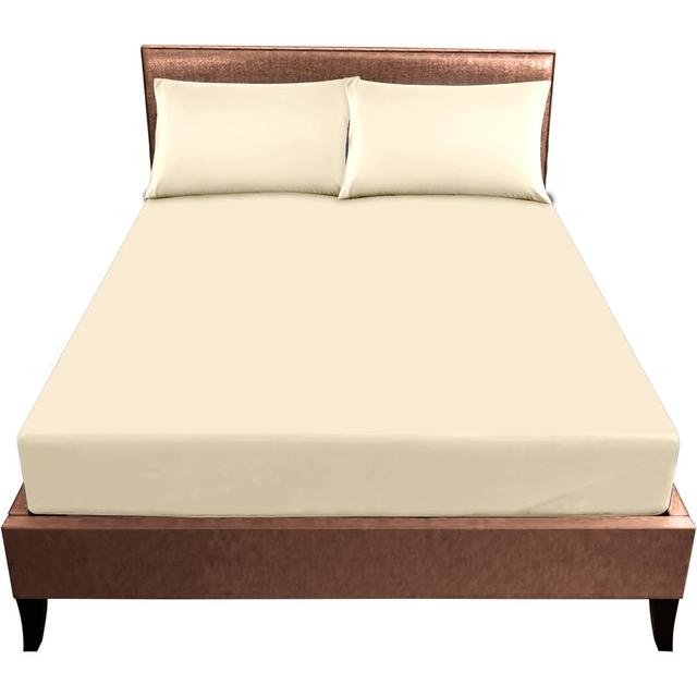 DELUXE FITTED SHEET 17 Stories Colour: Cream, Size: 4Ft Small Double on Productcaster.