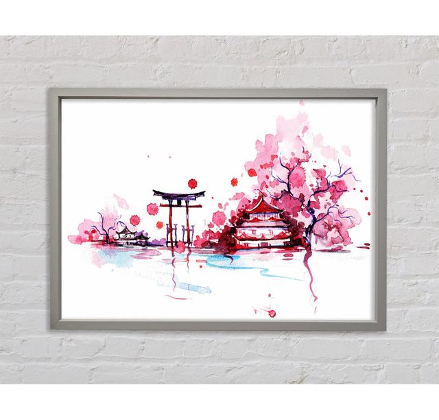 Chinese Cherry Blossom Lake - Single Picture Frame Art Prints on Canvas Bright Star Size: 59.7cm H x 84.1cm W x 3.3cm D on Productcaster.