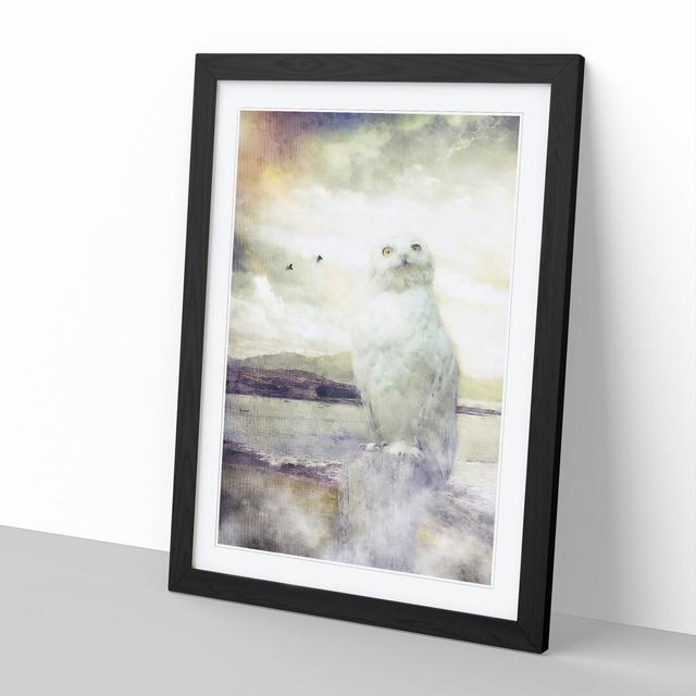 Snowy White Owl - Picture Frame Graphic Art East Urban Home Frame Option: Black Framed, Size: 48cm H x 36cm W x 2cm D on Productcaster.