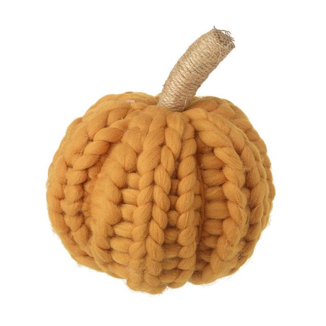 Knitted Pumpkin Decorative Accent The Seasonal Aisle Size: 19cm H x 20cm W x 20cm D, Colour: Orange on Productcaster.