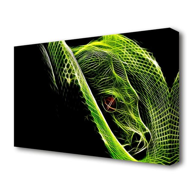 'Green Blaze Snake Wildlife' - Wrapped Canvas Graphic Art Print East Urban Home Size: 35.6 cm H x 50.8 cm W on Productcaster.