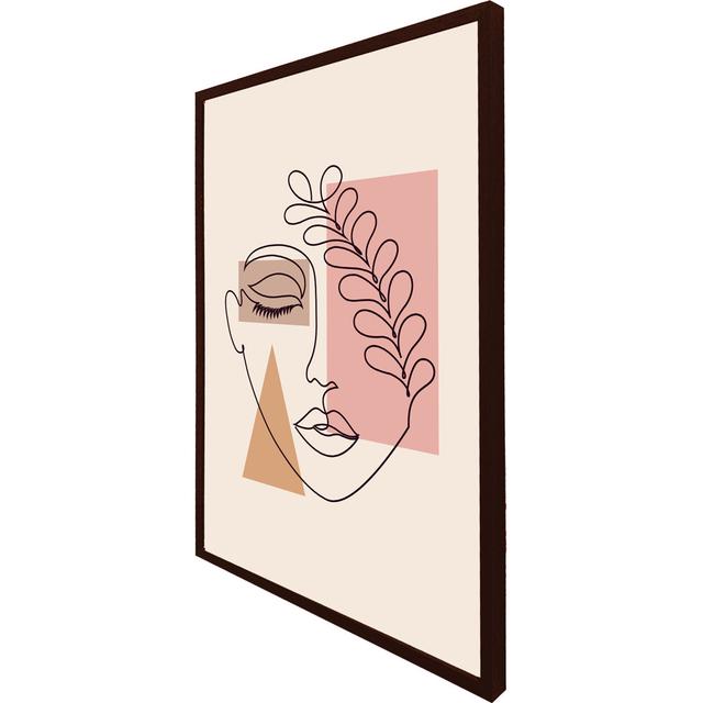 Athenea Minimal Line Drawing Of Womans Face - Print Metro Lane Size: 76cm H x 51cm W x 4cm D, Frame Option: Brown Framed on Productcaster.