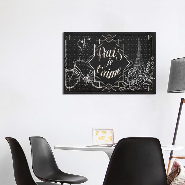 Vive Paris III by Janelle - Wrapped Canvas Typography Happy Larry Size: 66.04cm H x 101.6cm W x 3.81cm D on Productcaster.