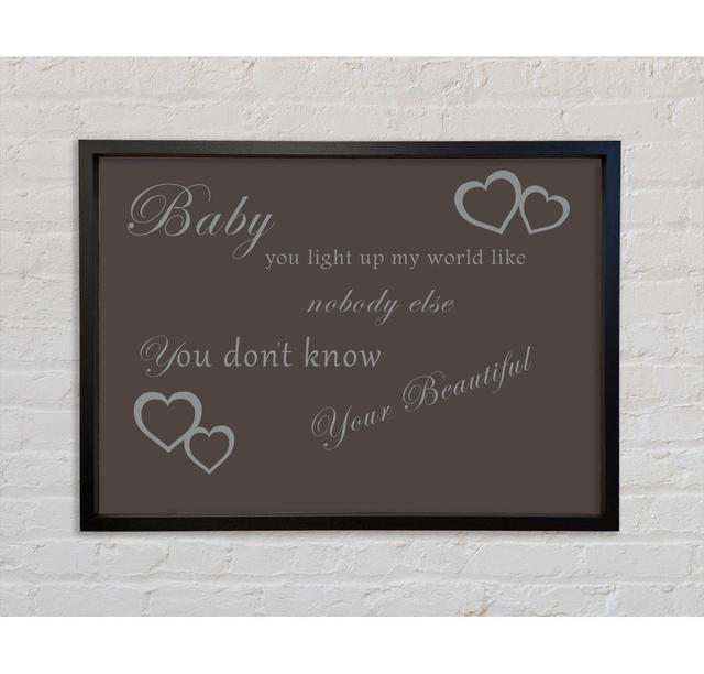 Musik Zitat Baby You Light Up My World 1D - Einzelbildrahmen Typografie auf Leinwand Bright Star Größe: 59,7 cm H x 84,1 cm B x 3,3 cm T, Farbe: Schok on Productcaster.