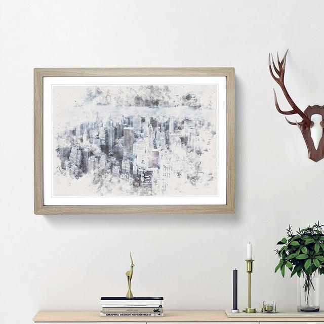 Moody New York City Skyline - Picture Frame Graphic Art Print East Urban Home Size: 33cm H x 45cm W x 2cm D, Frame Option: Oak Framed on Productcaster.